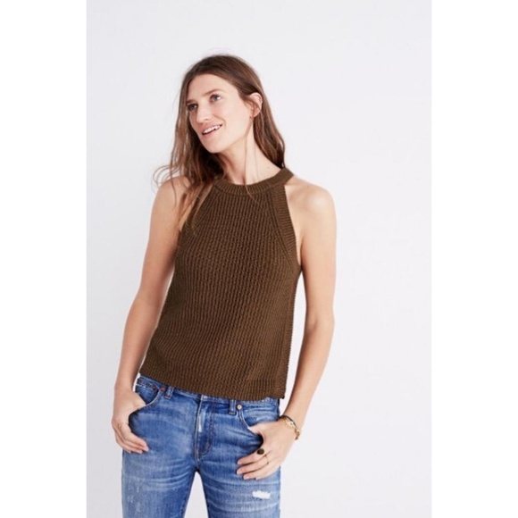 Madewell Valley Sweater Tank in Olive - Picture 1 of 5